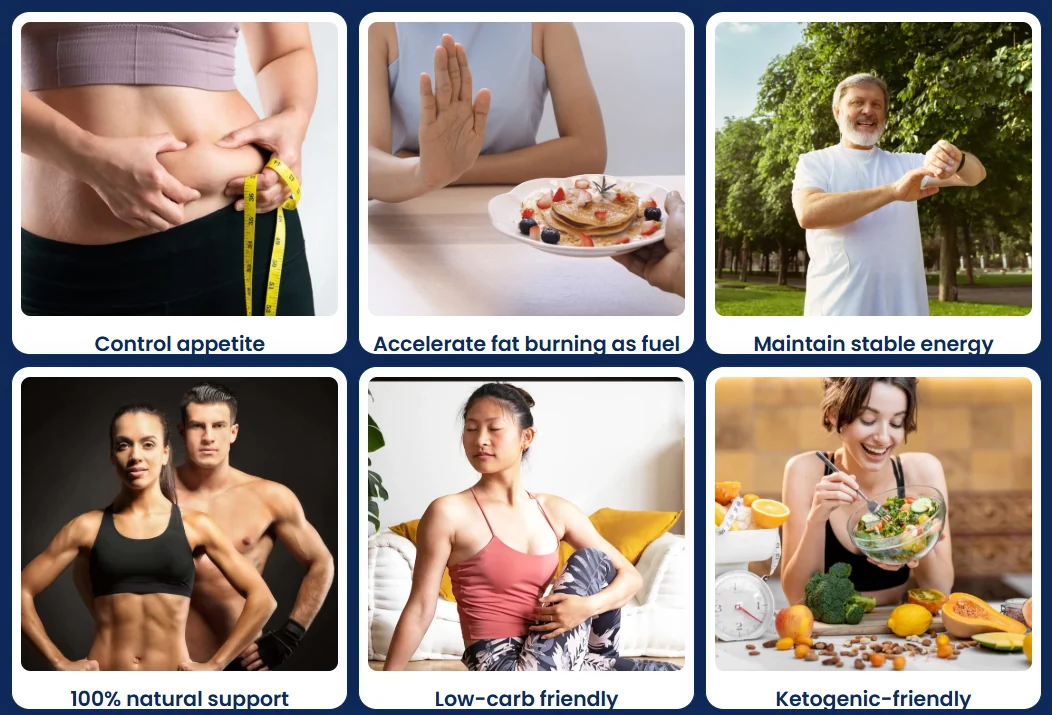 Sodaburn benefits: control appetite, accelerate fat burning as fuel, maintain stable energy, all-natural support, low-carb and ketogenic friendly